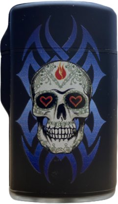 Зажигалка Bruno Jet Rubberized (тату, синий череп)