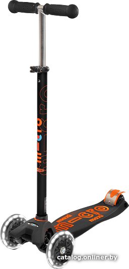 Трехколесный самокат Micro Maxi Deluxe LED (черный/оранжевый)