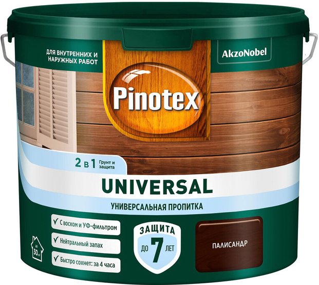 

Пропитка Pinotex Universal 2 в 1 9 л (палисандр)