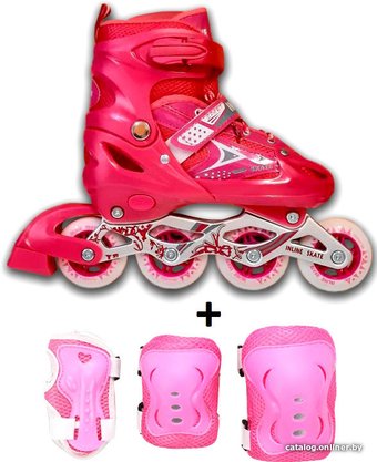 Роликовые коньки Relmax P01-Set Pink/White (р. 31-34, розовый)