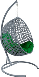 Круг Люкс 11060304 (серый ротанг/зеленая подушка)