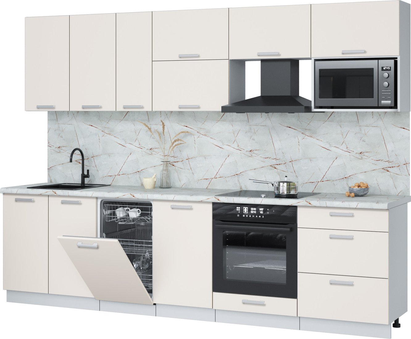 

Готовая кухня Интерлиния Мила Лайт 2.9-ПМ4 (персидский жемчуг/персидский жемчуг/серый каспий)