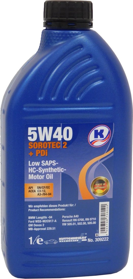 

Моторное масло Kuttenkeuler Sorotec 2 +PDi 5W-40 1л