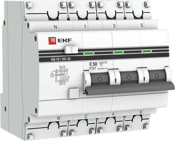 

Дифференциальный автомат EKF PROxima АД-32 3P+N 50А30мА DA32-50-30-4P-pro