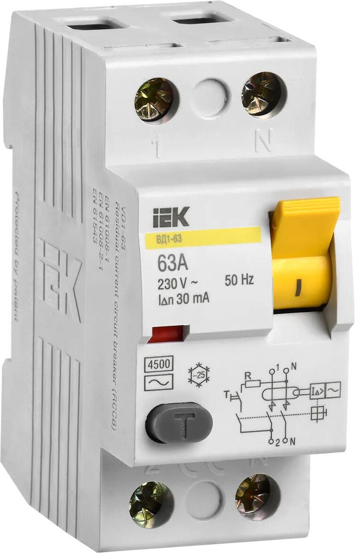 

Устройство защитного отключения IEK ВД1-63 2P 63А 30mA MDV10-2-063-030