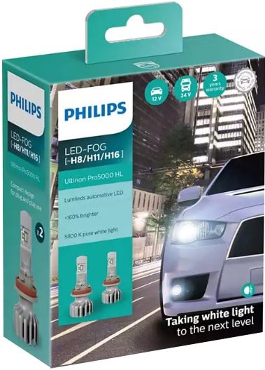 

Светодиодная лампа Philips H8/H11/H16 Ultinon Pro5000 HL 2шт