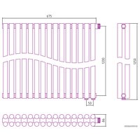Стальной трубчатый радиатор Сунержа Эстет-11 EU50 1200х675 15 секций (белый)