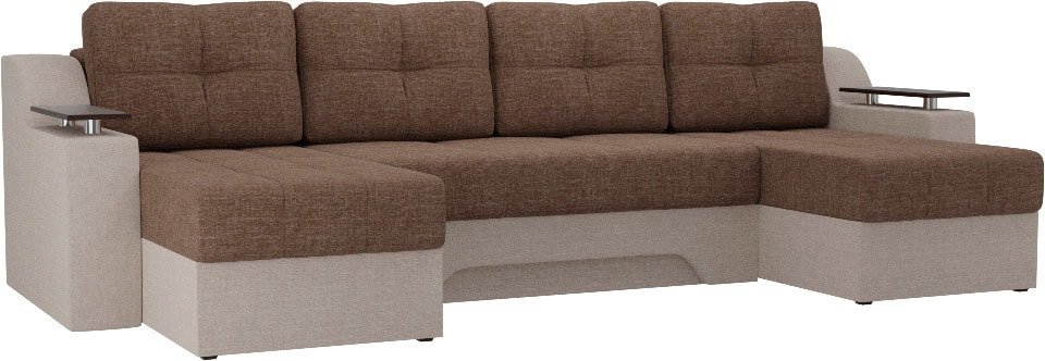 

П-образный диван Лига диванов Сенатор 28927 (рогожка, коричневый/бежевый)
