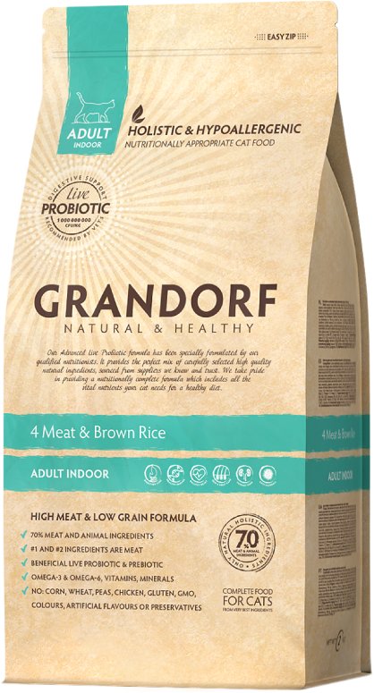 

Сухой корм для кошек Grandorf 4 Meat&Brown Rice Living Probiotics Adult Indoor (4 мяса с коричневым рисом) 400 г