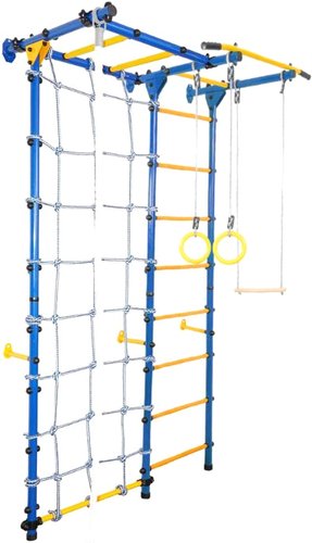 Детский спортивный комплекс СТК Юный Атлет Пристенный-Лайт с рукоходом (синий/желтый)