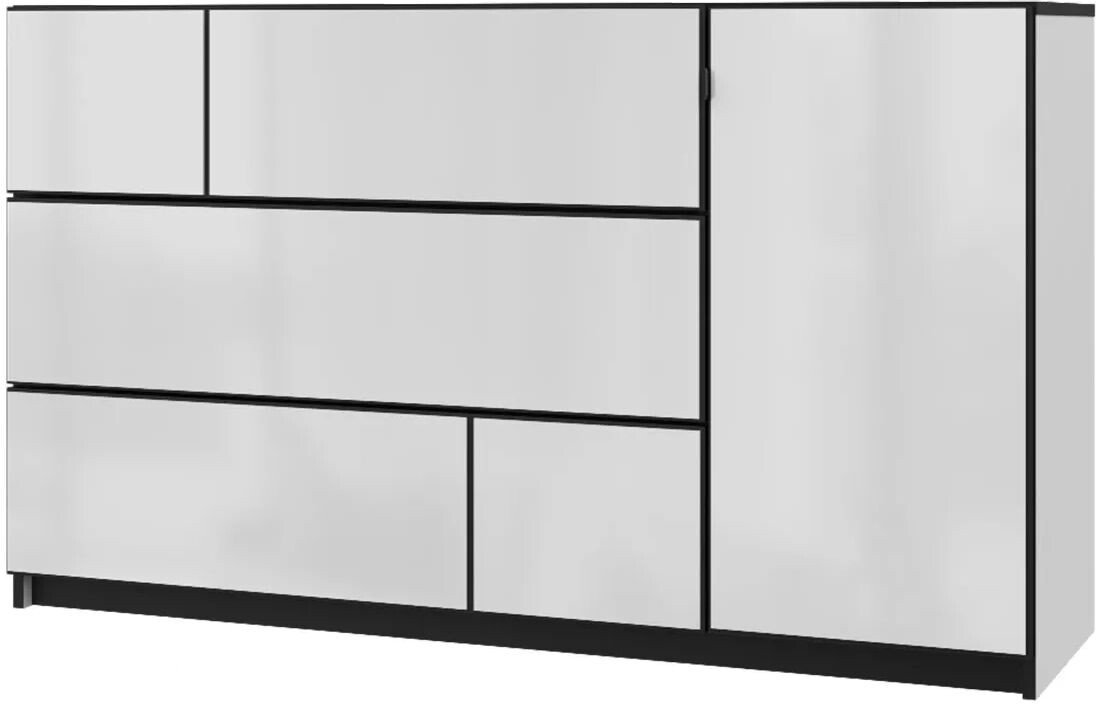 

Комод Ижмебель Palermo 8 (белый гладкий шелк/черный гладкий шелк)