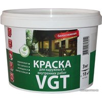 Краска VGT Для наружн/внутр. работ Моющаяся ВД-АК-1180 3 кг (белоснежный)