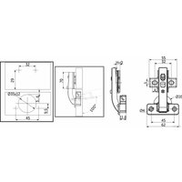 Мебельная петля AKS под фальшпанель 90° с доводчиком 45мм h0 clip-on