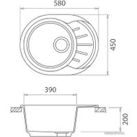 Кухонная мойка GranFest Rondo GF-R580L (топаз)