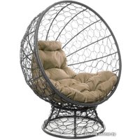 Кресло M-Group Кокос на подставке 11590301 (серый ротанг/бежевая подушка)