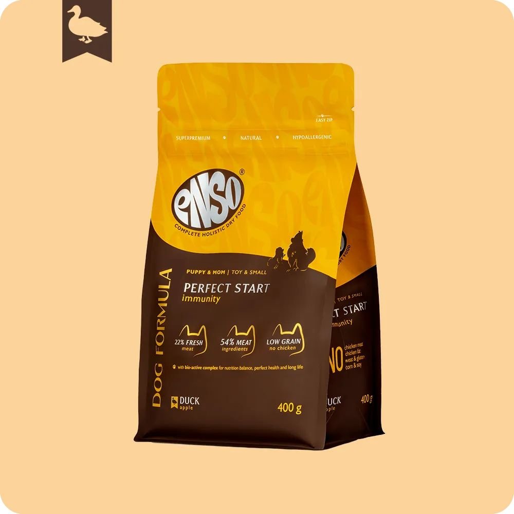 

Сухой корм для собак Enso DF Perfect Start Для щенков утка яблоко 020/251185 400 г