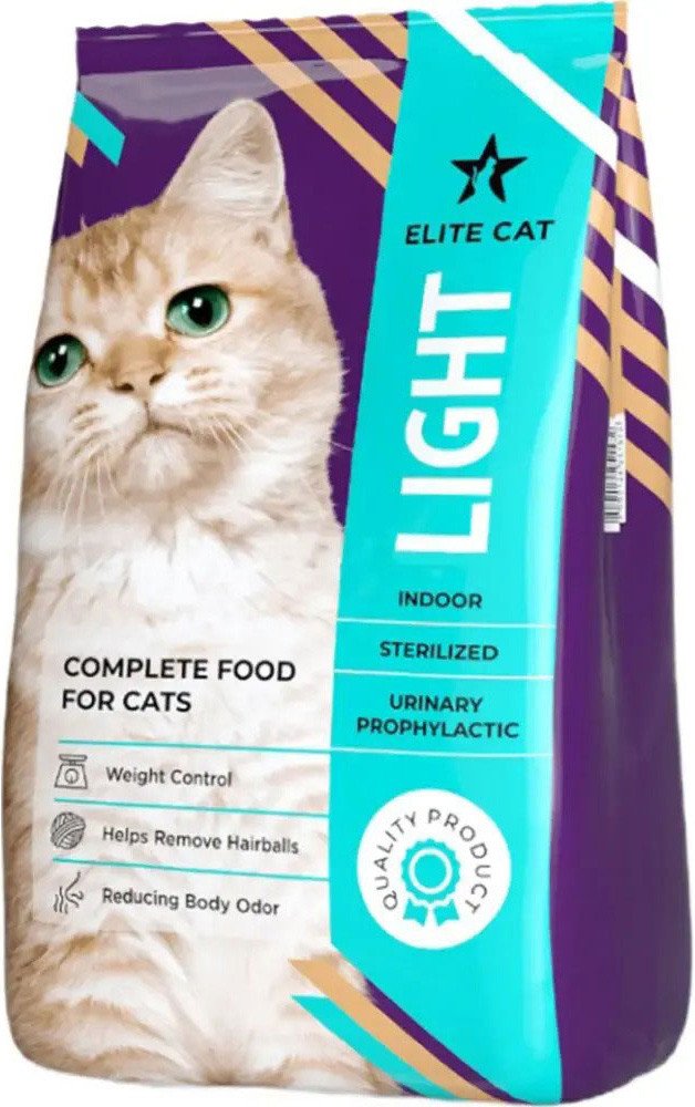 

Сухой корм для кошек Elite Cat Light (для стерилизованных, профилактика МКБ) 12 кг