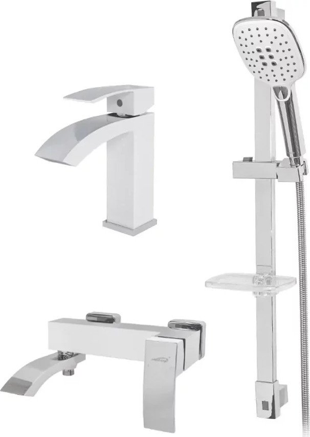Комплект смесителей Hansberge H7077 (белый хром)