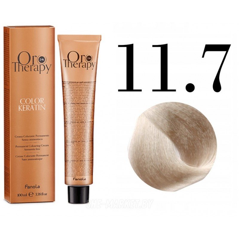 

Крем-краска Fanola ORO Therapy Color Keratin 11.7 специальный блондин коричневый 100 мл