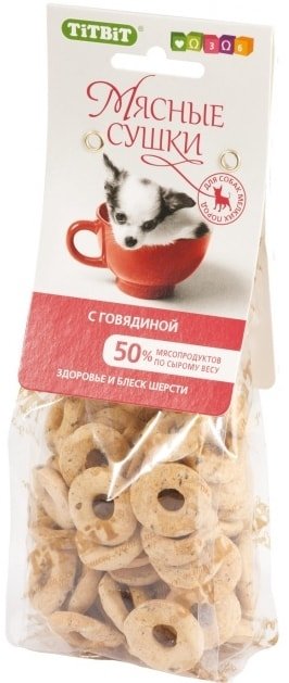

Лакомство для собак TiTBiT Мясные сушки с говядиной 100 г