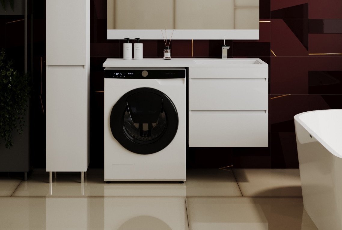 Symbolite Тумба с умывальником Даллас 120 Люкс Plus + Estetus Даллас 120x48 (подвесная, правый, белый)
