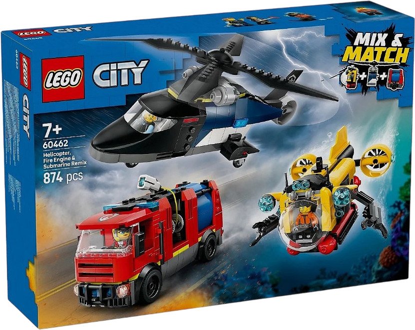 Конструктор LEGO City 60462 Вертолет, пожарная машина и подводная лодка
