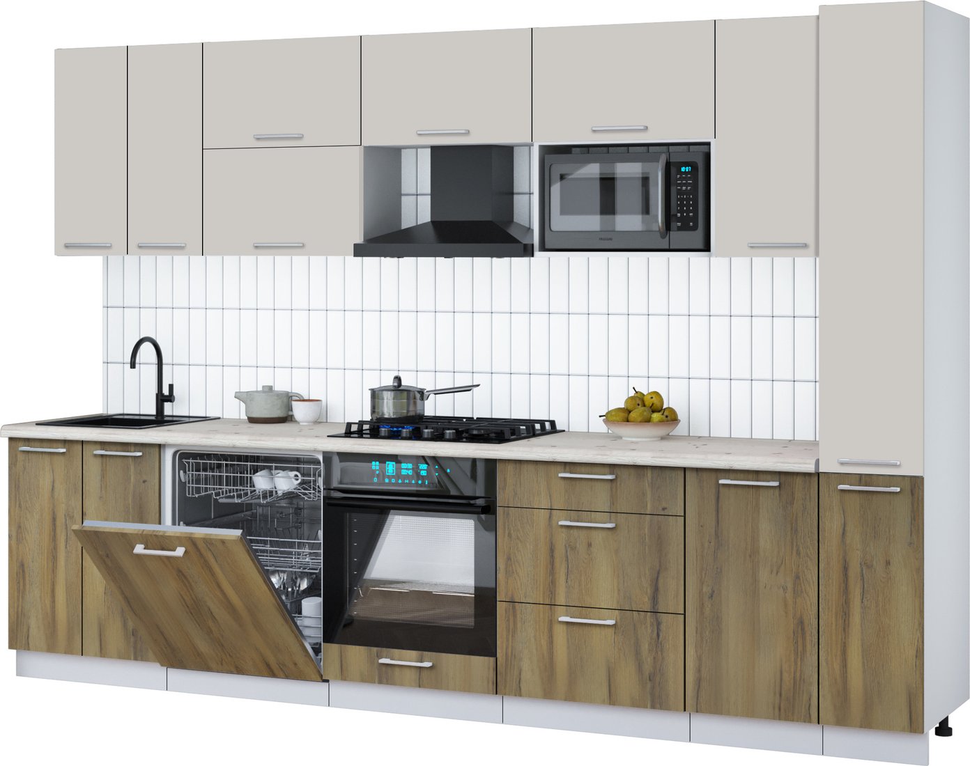 

Готовая кухня Интерлиния Мила Gloss 3.1-ПМ2 (дуб вотан/кашемир/бискайская сосна)