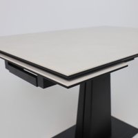 Кухонный стол Lepremo AV 2119 МДФ+керамика раздвижной 1200-1800x800 (серый матовый Carmen Light Grey/черный)