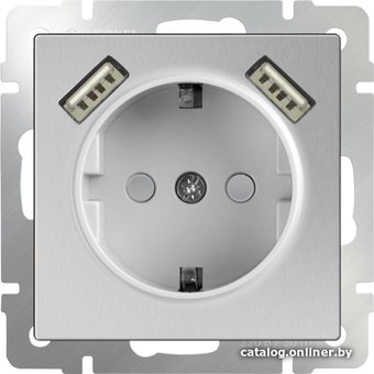 Розетка Werkel WL06-SKGS-USBx2-IP20 (серебряный)