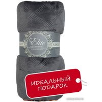 Плед Tex Republic Elite Клетка Фланель Евро 93380 (темно-серый)