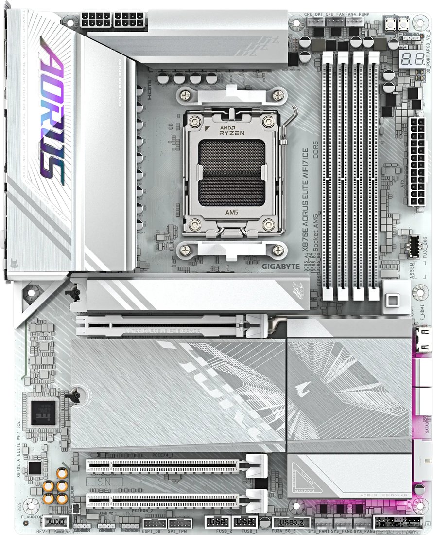 Материнская плата Gigabyte X870E Aorus Elite WiFi7 Ice (rev. 1.2)