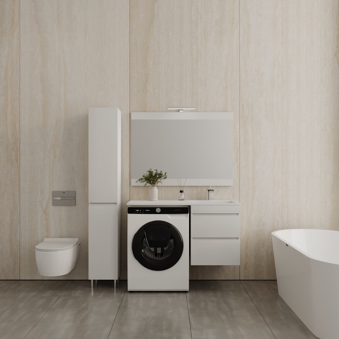 

Symbolite Тумба с умывальником Даллас 110 Люкс Plus + Estetus Даллас 110x48 (подвесная, правый, эмаль белый)