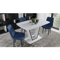 Кухонный стол Трия Дели тип 1 (белый глянец/стекло матовое белый мрамор)
