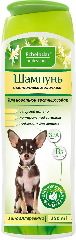 

Шампунь Pchelodar с маточным молочком для короткошерстных собак (250 мл)