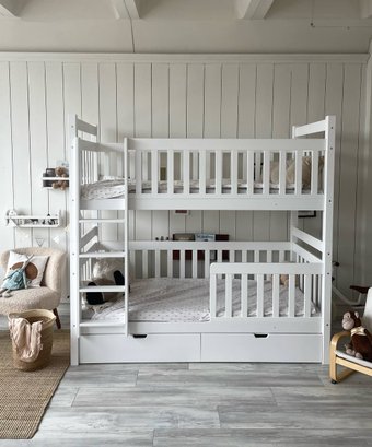 Двухъярусная кровать Kinderwood Вуди-3 200х90 с ящиками (белый)