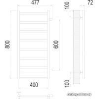 Полотенцесушитель TERMINUS Аврора П8 400x800 бп 600 (хром)