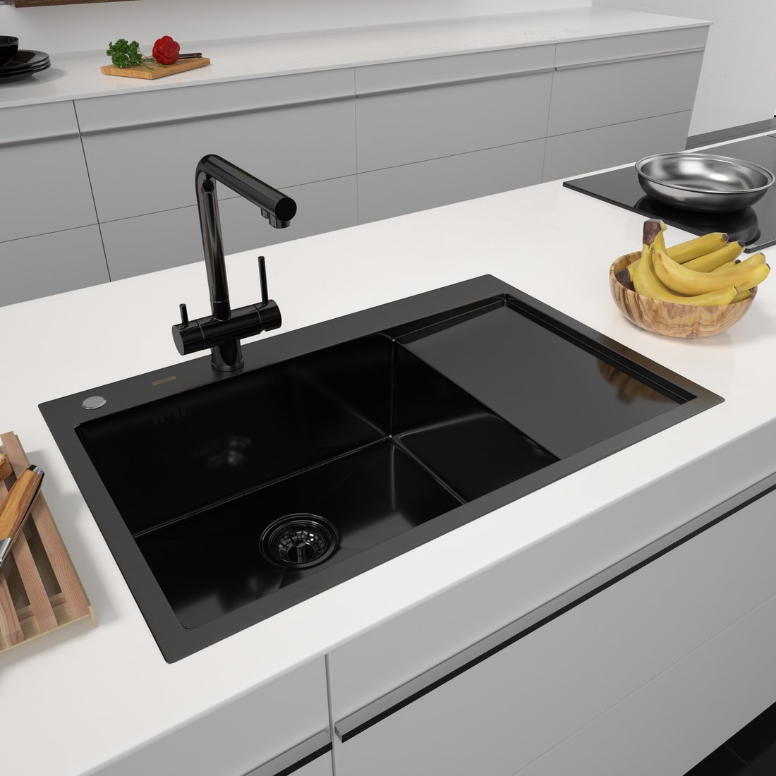 

Кухонная мойка ARFEKA ECO AR 780*500 L BLACK PVD NANO