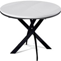 Кухонный стол DikLine Rs90 (черный/стекло белое/опоры черные)