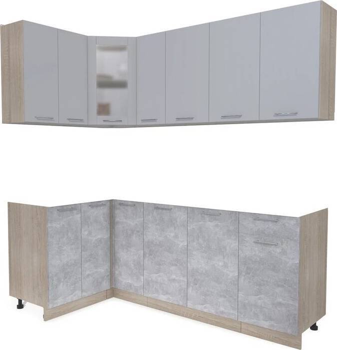 

Готовая кухня Интерлиния Мила 12x21 без столешницы (серебристый/бетон)