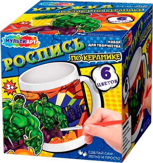 

Набор для рисования MultiArt Кружка для росписи зеленый супер-герой MUG-094679