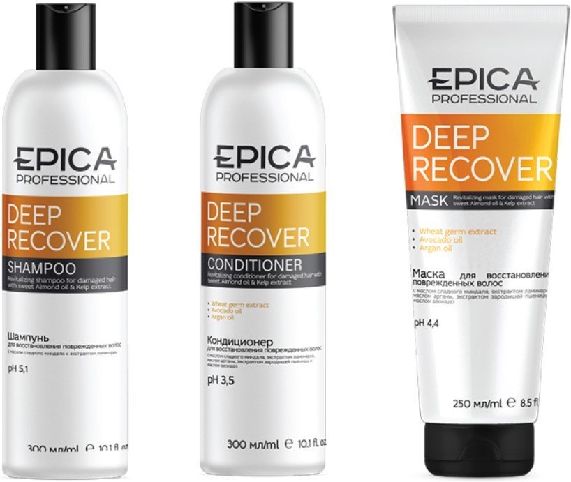 

Набор средств Epica Professional Deep Recover Шампунь+Кондиционер+Маска (300мл+300мл+250мл)