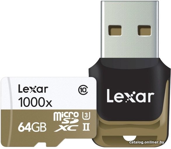 Карта памяти Lexar LSDMI64GCBEU1000R microSDXC 64GB (с кардридером)