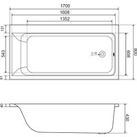 Ванна Lauter Seraphina 170x80 2112170R (с ножками и сифоном 21Y11020 хром)