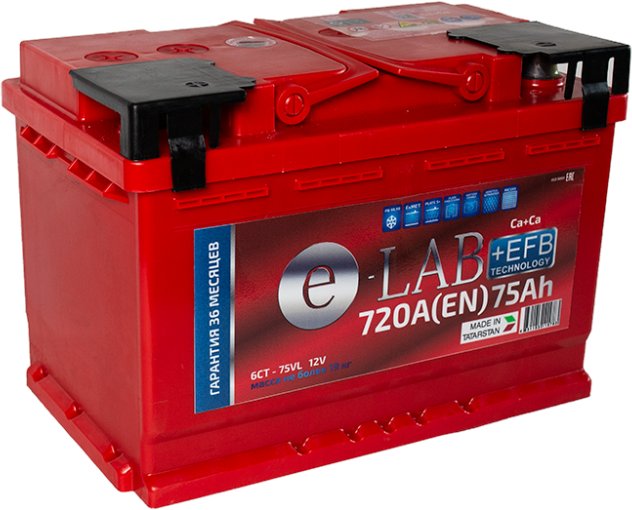 

Автомобильный аккумулятор E-Lab 6СТ-75L+ EFB (75 А·ч)