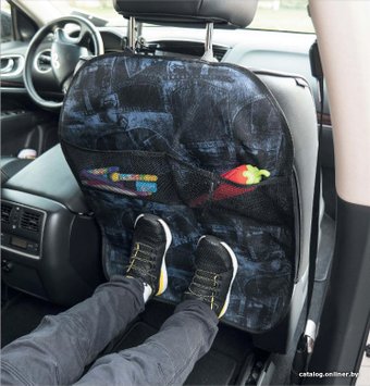 Накидка на автомобильное сидение АвтоБра от грязных ног ребенка с карманами Джинс 5111