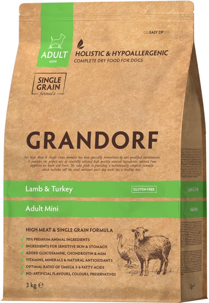 

Сухой корм для собак Grandorf Dog Mini Breeds Lamb & Turkey (с ягненком и индейкой) 3 кг