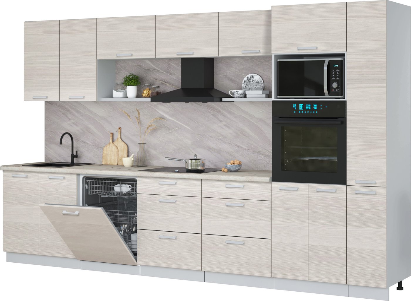 

Готовая кухня Интерлиния Мила Лайт 3.5-ПМ1 (вудлайн кремовый/вудлайн кремовый/бискайская сосна)