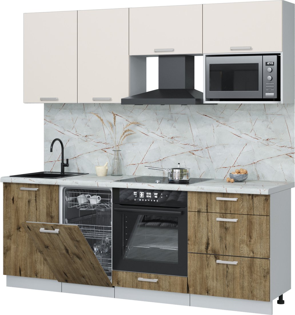 

Готовая кухня Интерлиния Мила Лайт 2.15-ПМ4 (персидский жемчуг/дуб веллингтон/серый каспий)