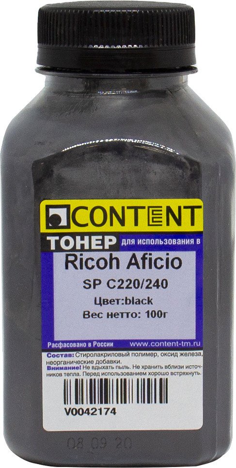 

Тонер Content для Ricoh Aficio SP C220/240 (черный) 100 г