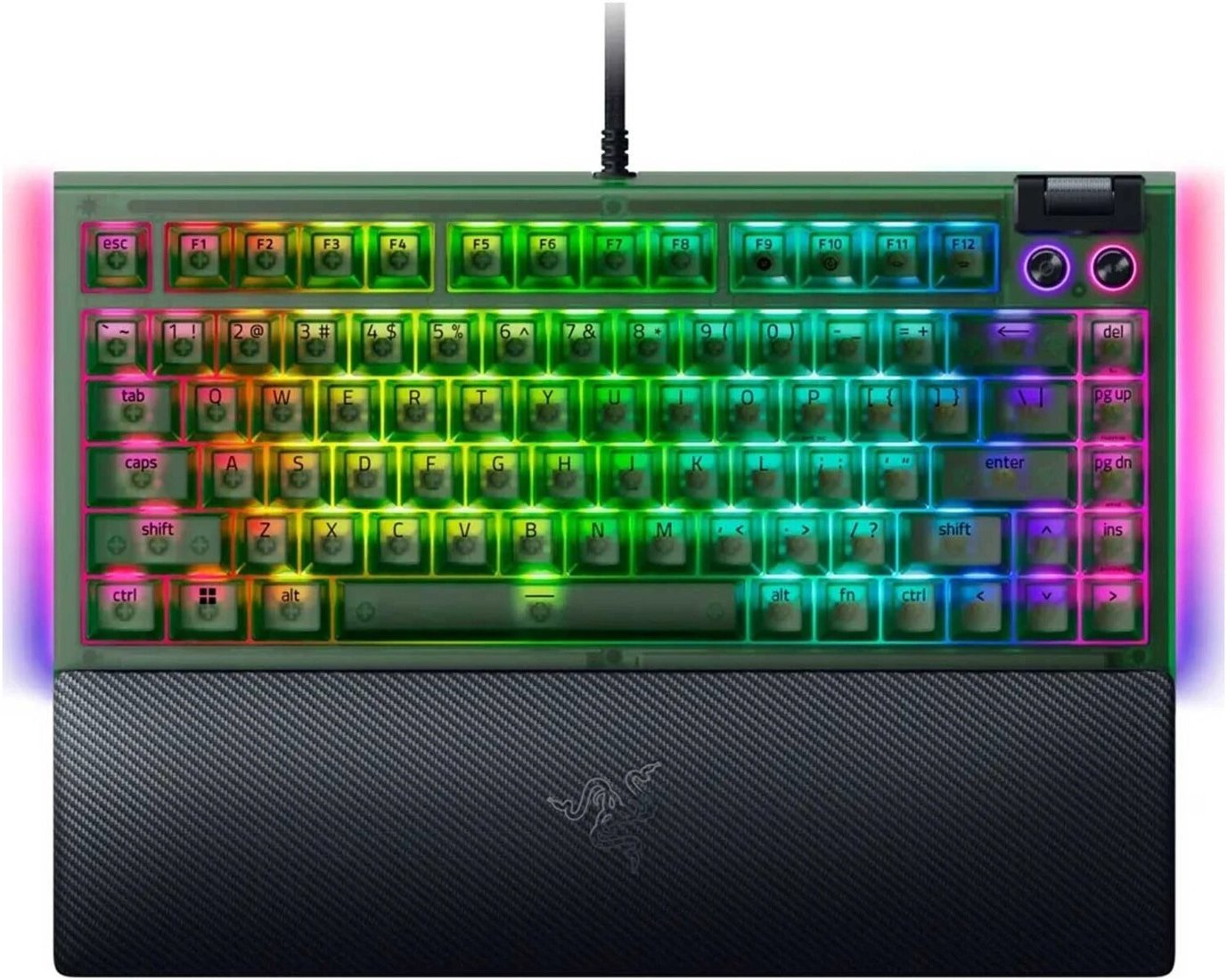 Клавиатура Razer BlackWidow V4 75% Phantom Edition (зеленый, нет кириллицы)